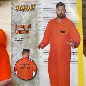 Orange Escaped Convict Jumpsuit Costume 2X Plus Size